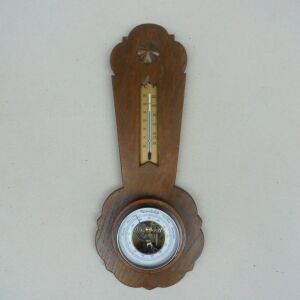 Βαρόμετρο - Θερμόμετρο επιτοίχιο, ξυλόγλυπτο, ολλανδέζικο, περίπου 70 ετών.