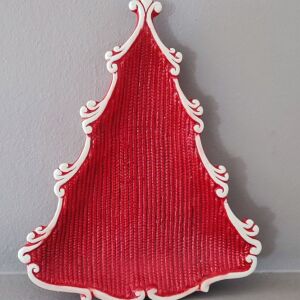 Χριστουγεννιάτικη πιατέλα σχήμα δέντρο κόκκινη