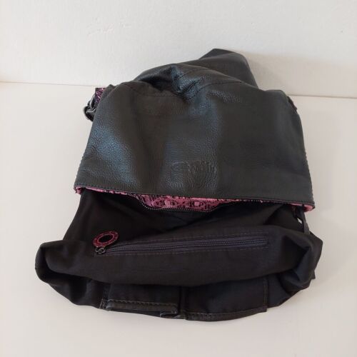 Folli Follie women's shoulder bag, leather and fabric, fuchsia and black