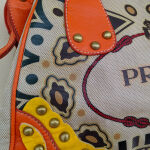 Vintage Prada Papaya Canvas Canapa Stampata τσάντα