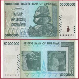 ZIMBABWE 50 MILLION DOLLARS 2008 P79 BANKNOTE UNC