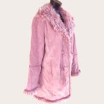 Δερμάτινο σουέτ ροζ παλτό (Μ)