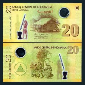 NICARAGUA 20 CORDOBA 2007 2009 POLYMER UNC