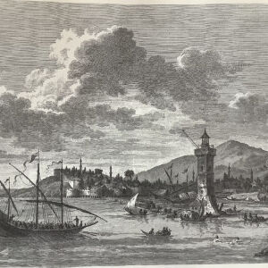 Μυτιλήνη άποψη της πόλης ξυλογραφια 29x24cm