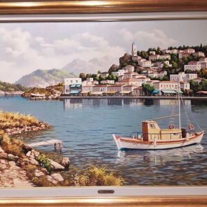 Πίνακας Έργο Τέχνης - Σαμαρτζίδου Συλβάνα - Λιμάνι Πόρος 1,00x0,68