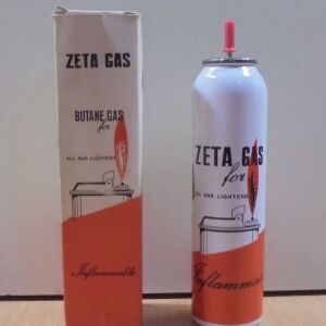 Zeta Gas παλιά φιάλη βουτανίου άδεια με το κουτί της