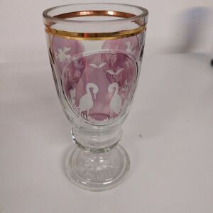 κρυστάλλινο ποτήρι 20εκατ  μωβ ανοικτό χρώμα  vintage bohemian κρύσταλο  ταγιέ χειροποίητα