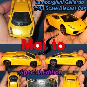 Maisto Yellow Lamborghini Gallardo 1/43 Scale Diecast Car Vintage Toy car 2002 Special Edition Μεταλλικό ειδική έκδοση αυτοκινητάκι σε καταπληκτικό κίτρινο χρώμα